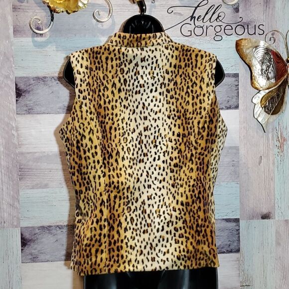 Vintage Animal Print Plush Zip Up Vest, Sz M, Very Unique! - Picture 6 of 8